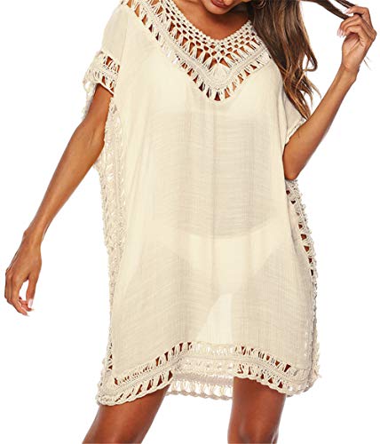 Image of Adisputent Womens Swimsuits Cover Ups Crochet Chiffon Beach Cover Bathing Suit Bikini Wear Coverups Dress
