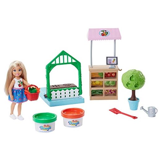 Barbie Muñeca Chelsea y su huerto, accesorios muñeca (Mattel FRH75)