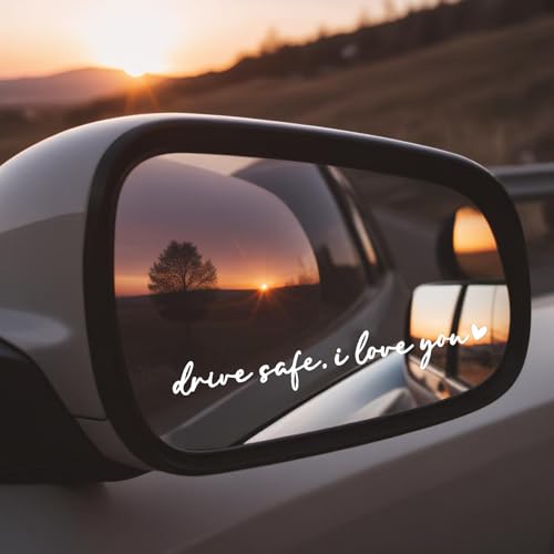 Image of 3Pcs Rearview Mirror Decal Car Window Decals For Women Auto Stickers Accessories Valentines Day Gifts Drive Safe, I Love You Water Bottle Stickers Suitable for Motorcycle Bumper(White)