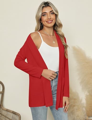 Image of Micoson Long Sleeve Lightweight Thin 2025 Summer Cardigan for Women Casual Loose Fit Kimono Cover Up with Pockets