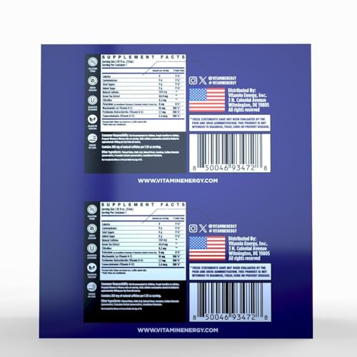 Image of Vitamin Energy Grape Pop Extra Strength Energy Shot, 8 Pack - Up to 7 Hrs, 260mg Natural Caffeine, Zero Sugar - Green Tea Extract, Immune Support, B12 B6 Niacin, 1.93 fl oz, Keto Vegan