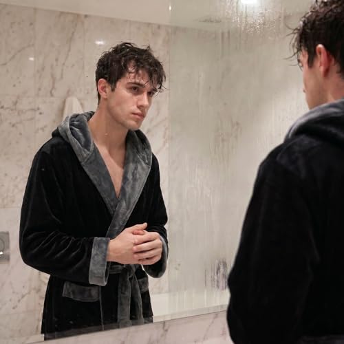 Image of U2SKIIN Mens Hooded Robe, Plush Robes for Men Long Fleece Bathrobe