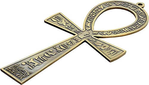 NileCart 7 in. Large Metal Egyptian ANKH Cross, Antique Brass Tone - image 2