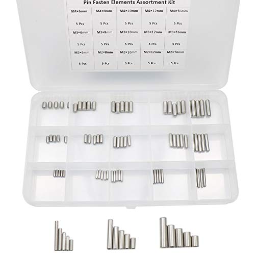 75 Pieces Dowel Pin Stainless Steel Shelf Support Pegs Pin Rod Fasten Elements Assortment Kit