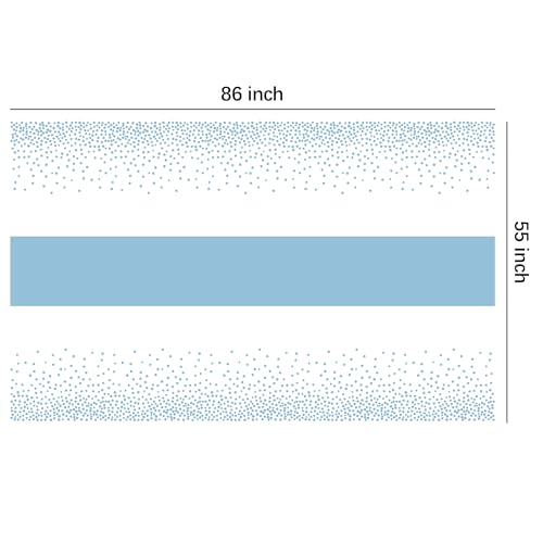 Image of White and Blue Party Decorations Tablecloth, 3 Pack Disposable Light Blue Dot Table Cover Printed Table Runner for Birthday Baby Bridal Shower Wedding Anniversary Graduation, 86in x 55in