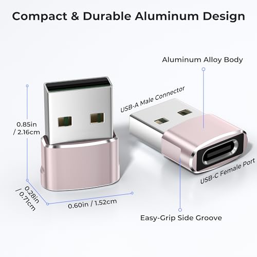 Image of Basesailor USB to USB C Adapter,USBC Female to USB A Male Adapter,Type C Converter Charger for iPhone 17 Pro Max,16 15,Apple Watch iWatch S11 S10 SE,AirPods 3,iPad mini Air,Samsung Galaxy S25,Pink