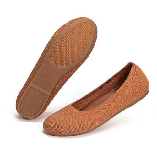Image of Frank Mully Women's Mary Jane Flats Comfortable Dressy Ballet Flats Casual Round Toe Slip On Washable Knitted Fabric Office Work Woman Shoes