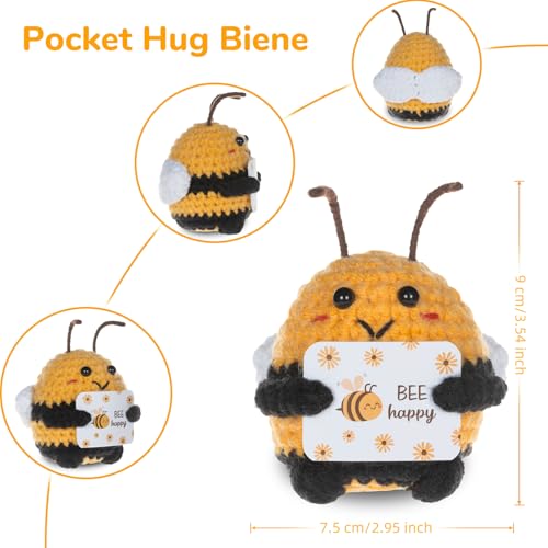 WenmthG Pocket Hug Biene Glücksbringer Geschenke, Glück Biene Positive Geschenke, Positive Kartoffel Deutsch Ersatz - 1 St