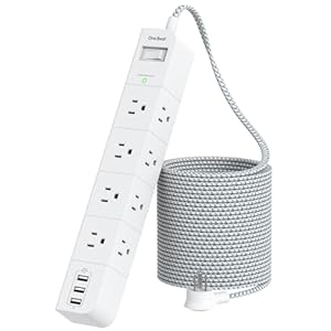 15 ft Extension Cord, Power Strip Surge Protector – 8 Widely AC Outlets 3 USB, Flat Plug, Desktop Charging Station with Overload Protection, Wall Mount for Home, Office, Travel, Computer ETL Listed