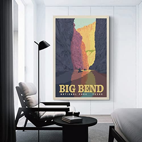 Vintage Landscape Travel Poster Big Bend National Park, Texas Poster Decorative Painting Canvas Wall Posters And Art Picture Print Modern Family Bedroom Decor Posters 12X18Inch(30X45Cm) #TOP2