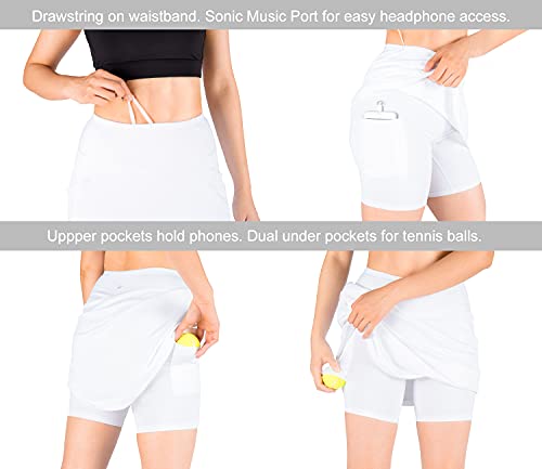 Image of Yogipace Women's 4 Pockets UV Protection 20 inch Modest Knee Length Skirt Athletic Running Golf Tennis Skort Zippered Pockets