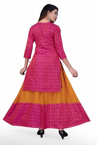 Image of Magenta Kurti Skirt set042