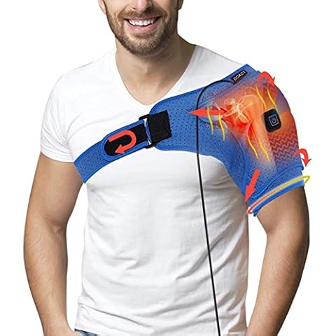 Heated Shoulder Support Brace, Shoulder Heating Pad for Rotator Cuff, Arm Wrap USB Electric for Women and Men, Frozen AC Joint, Dislocation, Bursitis Pain Relief, Power Bank & Ice Pack Not Included S Cover