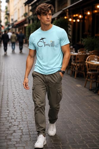 Image of INKKR Regular Fit Half Sleeves Round Neck Typographic Printed Cotton T-Shirt