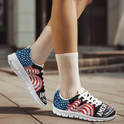 Image of Jeiento American Flag Shoes Men's Fashion Sneaker Sports Running Shoes Causal Travel Walking Flat Shoe Breathable