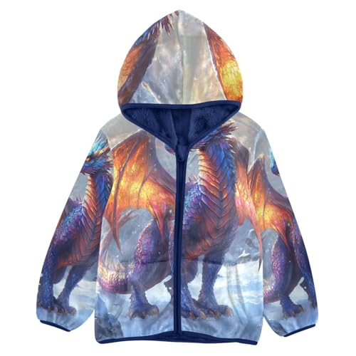 Dragon Standing in A Snowy Landscap Toddler Fleece Jacket Girl Boys Hooded Fleece Jacket Coat