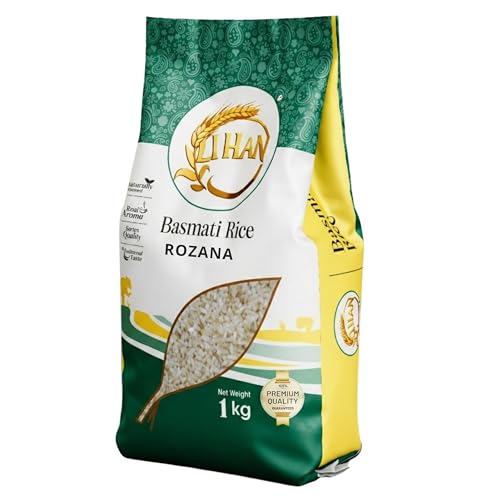 Image of Lihan Rozana Basmati Rice, 1kg - Everyday Basmati with Rich Aroma | Short Grain, Lightly Broken | Ideal for Daily Meals, Khichdi & Pulao (1kg (Pack of 1)