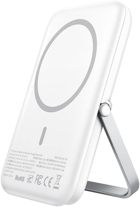 mcdodo MC-7051 Power Bank magnetically attached to a smartphone, with the kickstand extended