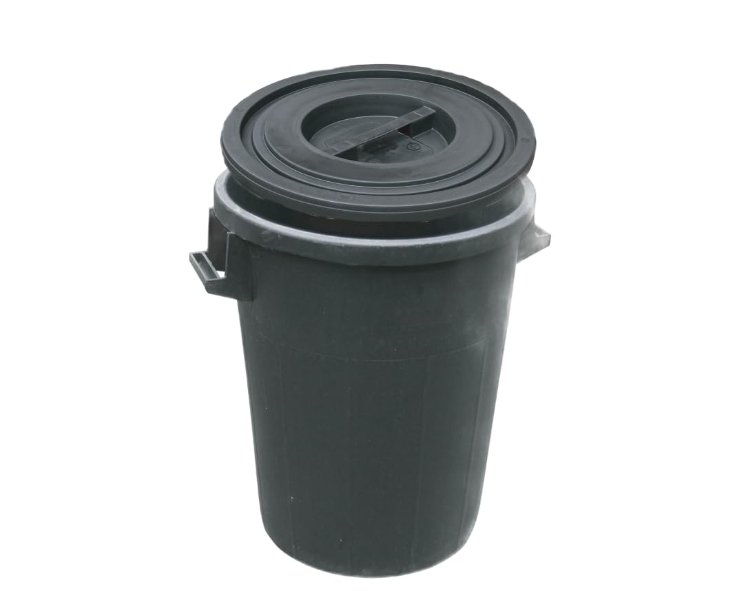 Generico Bidone per Immondizia Rifiuti in Plastica Nero con Coperchio - 2 Manici Per un Pratico Utilizzo 120L, 1 pezzo