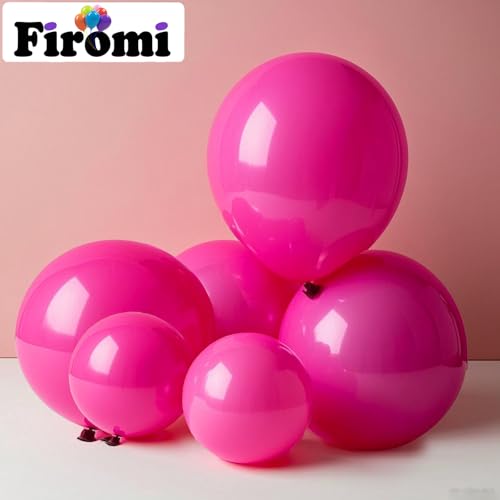 Image of Firomi Small Hot Pink Balloons 5-inch 100 Pack (with 2 Ribbons)