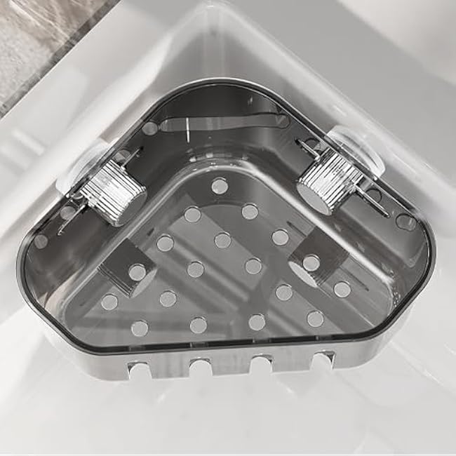 Sponge Holder for Sink - Sink Strainer Basket Sponge Rack - Suction Cup Food Catcher Storage Organizer for Home Shower Soap Toiletry Dorm Bathroom Hotel Apartment