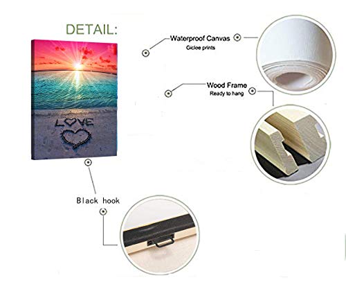 Agcary Beach Love Sunset Poster With Framed Print Canvas Painting Picture Wall Art For Home Decorations Wall Decor 12 X 16 #TOP4