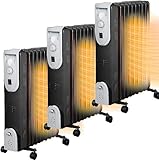3 x 9 aletas 2000W Calentador Radiador Aceite Con Termostato Ajustable,Radiador Aceite del Calentador Eléctrico, Calentador Portátil Ahorro Energía,Protección sobrecalentamiento y Antivuelco,35 ㎡