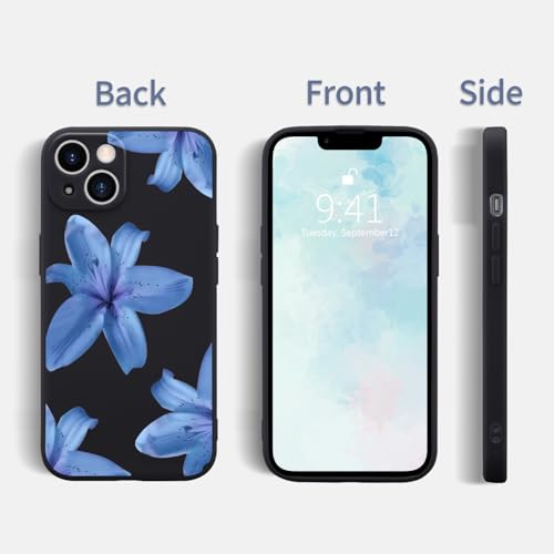 Coque silicone iPhone 15 anti-choc et anti-rayure fleur de lys bleu en gel souple