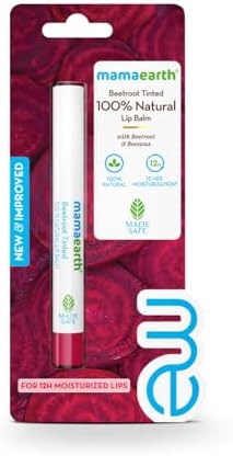 Mamaearth Beetroot Tinted 100% Natural Lip Balm with Beetroot & Beeswax - 2 g | | 12 Hr Moisturization | For Dry & Chapped Lips | Natural Pink Tint