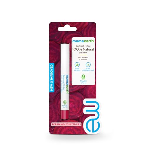 Mamaearth Beetroot Tinted 100% Natural Lip Balm with Beetroot & Beeswax for 12h Moisturized Lips - 2 g | 100% Natural Formula which Provides 12H Moisturization* | Free From Harmful Chemicals & Made Safe Approved