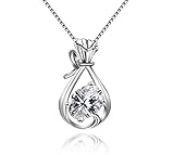 Wiftly Collar de mujer de plata 925 con colgante de circonita, accesorios cortos, cadena y colgante, Circonia cúbica