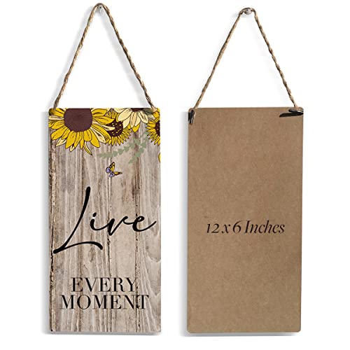 3Pcs Rustic Wood Sign Inspirational Sunflower Home Farmhouse Wall Decor Motivational Wooden Wall Art Décor Decorative Plaque For Home Office Kitchen Bathroom Bedroom Living Room, Love Every Moment #TOP1