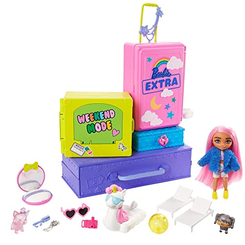 Barbie Extra Travel Set con muñeca y 2 cachorros miniatura 3