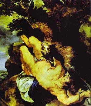 Peinture à l'huile Chained Prometheus de Rubens en format 12x16 pouces pour décoration murale