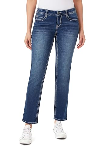 WallFlower Women's Feisty Curvy 30" Low Rise Straight Insta Stretch Juniors Jeans, Clarke, 17