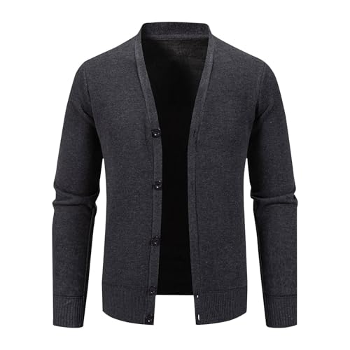 Mens Cardigan Sweaters with Button Lightweight Casual V Neck Long Sleeve Slim Fit Knitted Sweater Fall Winter Outfits