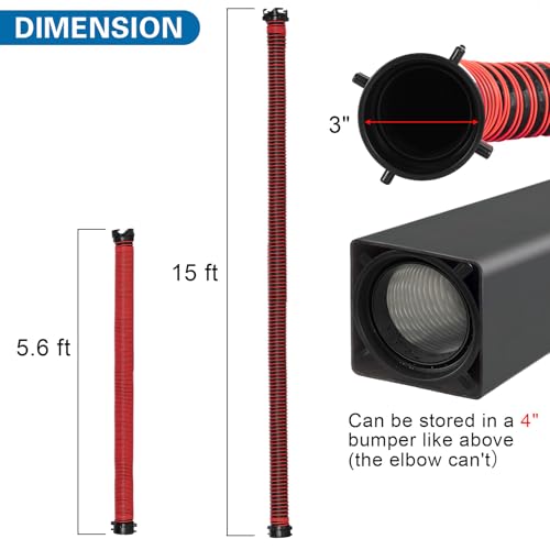Image of 15FT RV Sewer Hose Extension Camper Sewer Hose Extension with Caps | EXTREME Heavy Duty 24 Mil, TPE Material, Abrasion Resistance and Crush Protection, Red