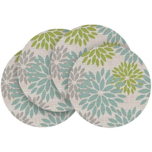 Artoid Mode Juego de 4 manteles individuales redondos de PVC, 36 cm, resistentes a la suciedad, resistentes al calor, decoración de cocina