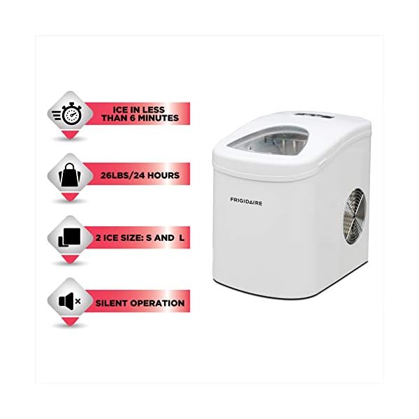 Frigidaire Portable Countertop EFIC108WHITE Maker, Freestanding, 26LB ice per Day, WHITE Mini