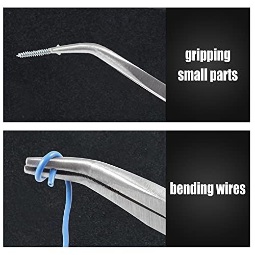 Leontool 11-Inch Long Reach Bent Nose Pliers With Serrated Jaws 45 Degree Angled Needle Nose Plier Angled Pliers, Long Reach Plier For Hard To Reach Narrow Spaces & Limited Clearance Areas #TOP3