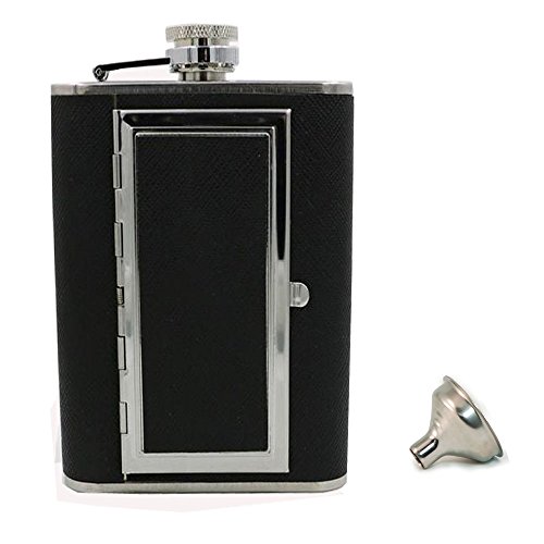 Glitterymall 6oz PU Leather Wrapped Stainless Steel Hip Flask Liquor Alcohol Bottle