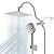 Hibbent All Metal Shower Head, 8'' High Pressure Rainfall Shower Head, Handheld Showerhead Combo with 12'' Adjustable Curved Extension Arm, 7-Spray, 71'' Hose, Showerhead Holder, Brushed Nickel