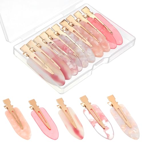 10 Pinzas para Cabello Sin Arrugas Color Rosa Brillante miniatura 1