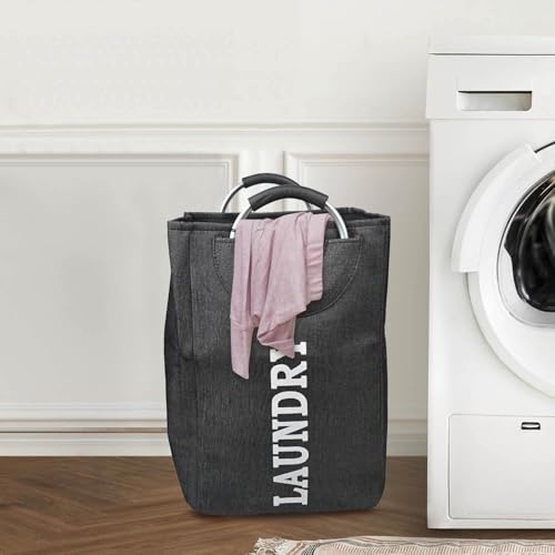 Image of KYLO Efficient Laundry Bag| No Fuss Laundry Bag| Superior Steel Handles| Rubber Covering to Support Fingers| Multiple Colors - Goes Well With The Decor - 82 L, Black