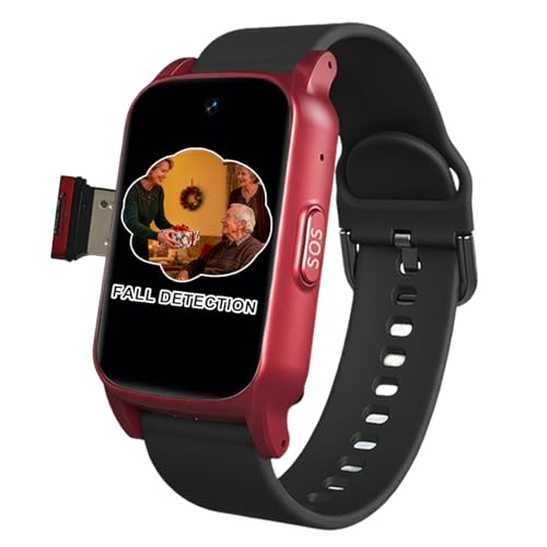 VCYEX Reloj Localizador Personas Mayores Detección De Caídas SOS para Personas Mayores Reloj Inteligente con Boton Emergencia AncianosRed,1.25 * 0.57 * 2.22inch