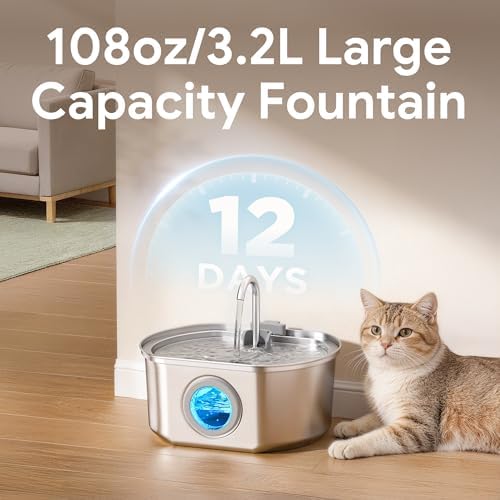 Cat Water Fountain Stainless Steel: 108oz/3.2L Cat — texture and fabric close-up