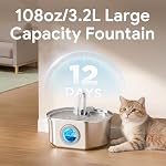 Cat Water Fountain Stainless Steel: 108oz/3.2L Cat Fountain for Drinking | Pet Water Fountain Inside - Automatic Dog Watering Dispenser Bowl - Pet Feeding & Watering Supplies - Water Level Window - Image 5