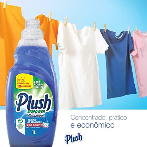 Lava Roupas e Tecido Líquido, Biopower Conforto, Plush, 1 litro, Azul