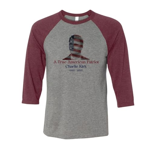 True American Patriot Charlie Kirk Three-Quarter Raglan Sleeve Baseball Shirt Unisex