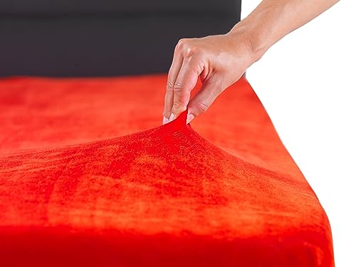 MALIKA® Premium warme Spannbettlaken Cashmere-Touch Bettlaken Jersey Fleece Spannbetttuch Laken, Farbe:Petrol, Größe:140-160 x 200 cm